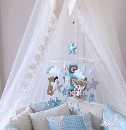 Детский мобиль для мальчика. Мобиль из фетра