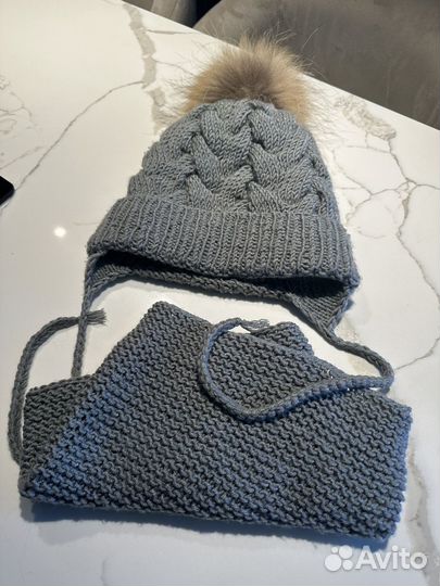 Зимняя шапка снуд комплект 2-4 года