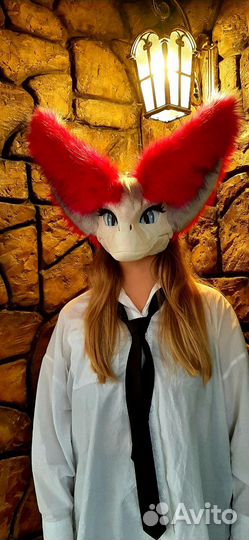 Маска раптора с ушками pink