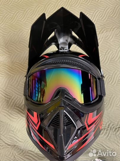 Full face Мотошлем кроссовый с очками