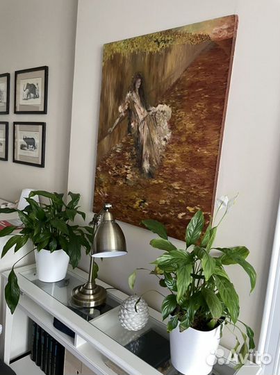 Картина маслом Франция женщина-осень 73*92