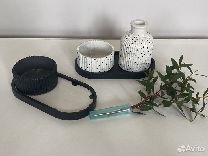 Гипсовый поднос, ваза, подсвечник