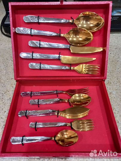 Столовый набор нержавейка позолота СССР