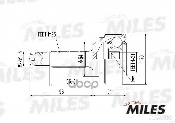 ШРУС mitsubishi colt 1.5-95-05 нар.(ABS)