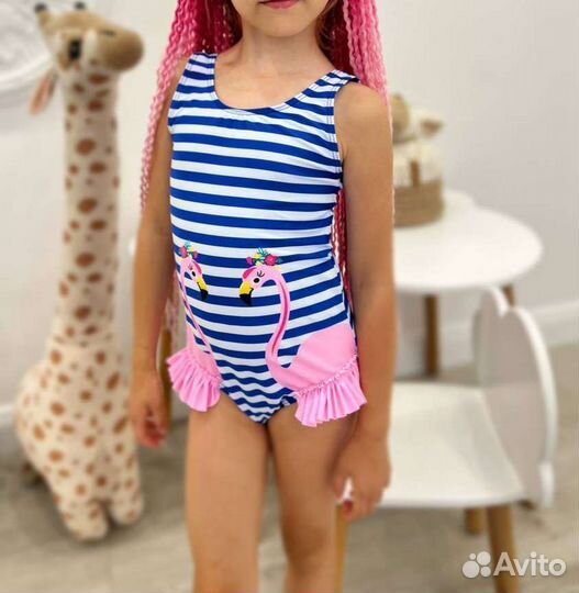 Купальник детский новый с фламинго