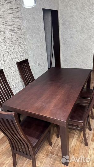 Стол обеденный раздвижной из массива со стульями