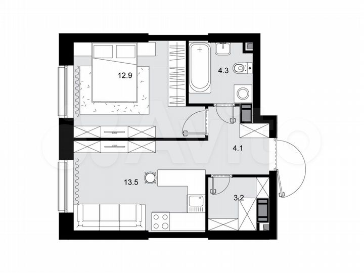 1-к. квартира, 38,4 м², 20/28 эт.