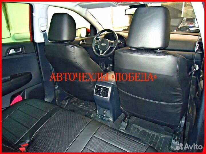 Чехлы Kia Sportage 3 из экокожи чёрные Классика