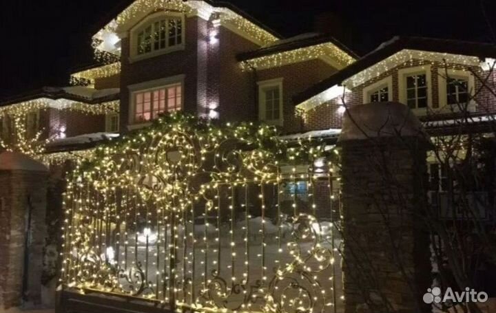 Украшение домов гирляндами