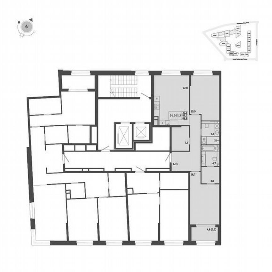 2-к. квартира, 88,6 м², 5/9 эт.