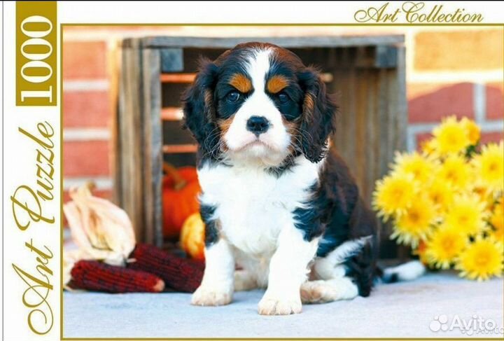 Пазл на 1000 шт. Щенок и цветы