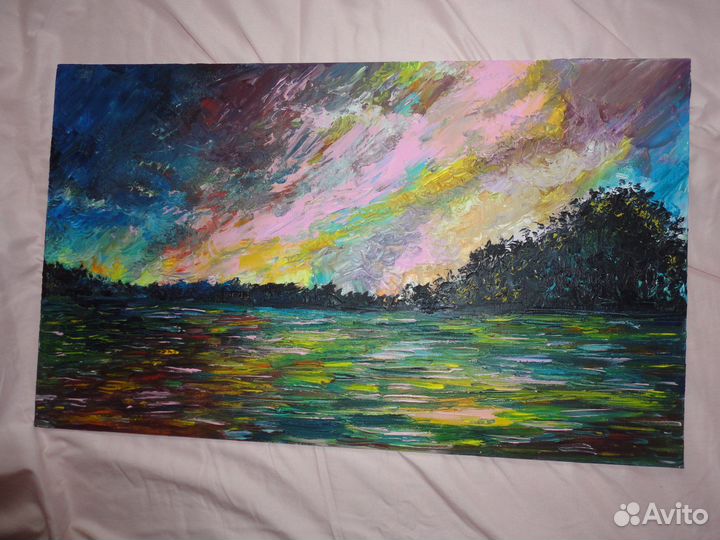 Современная картина, пейзаж, закат