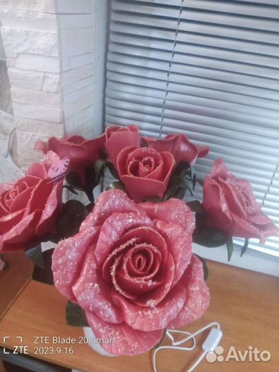 Роза из фоамирана.Светильник