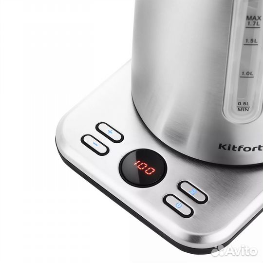 Чайник электрический Kitfort кт-661, черный, сереб