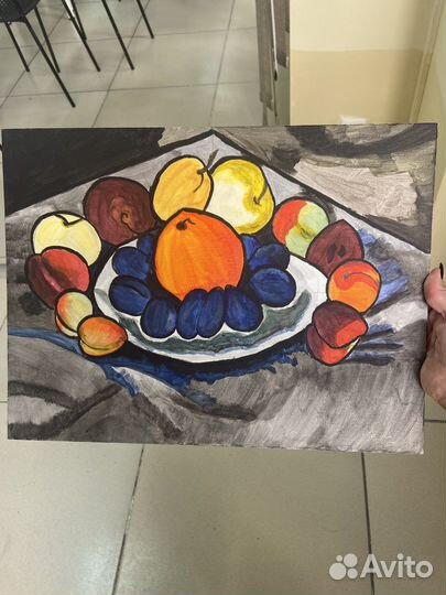 Картина маслом «Фрукты на блюде»