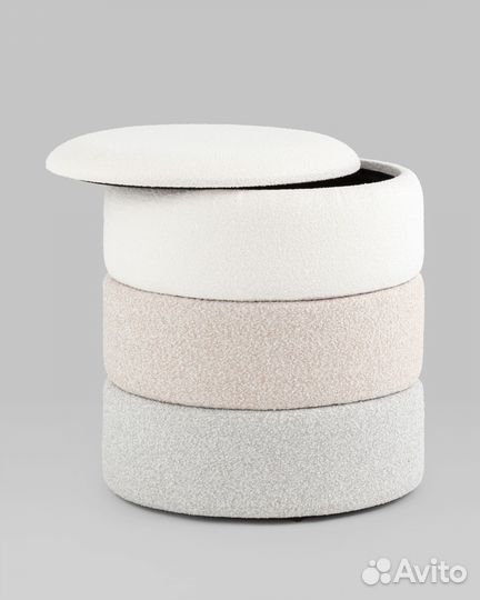 Пуф с ящиком Hive XS букле бежевый