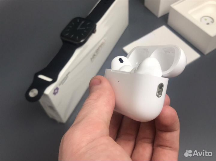 Комплект наушники AirPods Pro2+Apple Watch 9 black