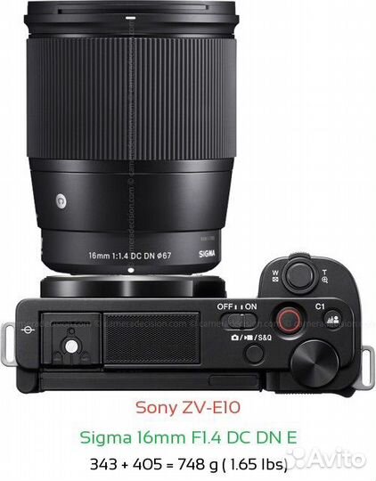 Sony ZV-E10 Body+Sigma 16mm F/1.4 DC DN