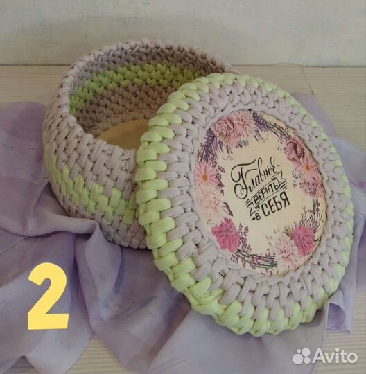 Корзина из трикотажной пряжи ручная работа