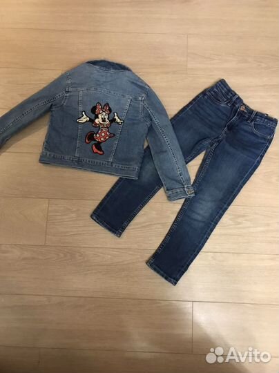 Джинсовая куртка H&M, джинсы 116