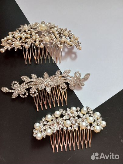 Свадебный гребень, свадебное украшение в прическу