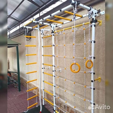 Шведская стенка детская с рукоходом и сеткой