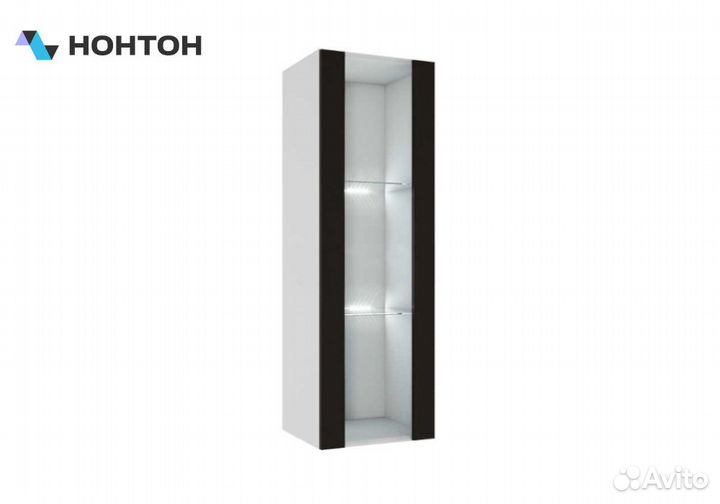 Витрина Флорис 3 черный глянец / белый