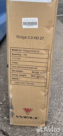 Новый горный велосипед Welt Ridge 2.0 гидравлика