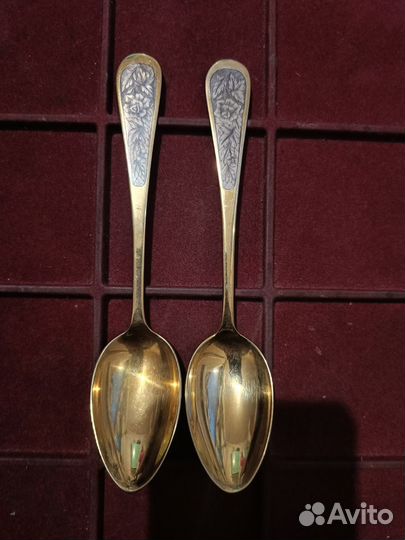 Десертные ложки Северная чернь серебро