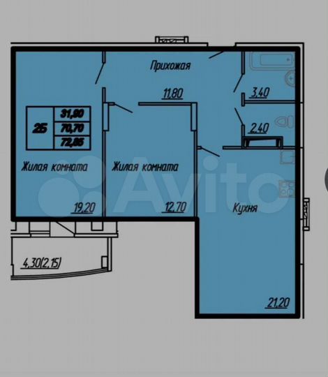 2-к. квартира, 72,9 м², 17/18 эт.