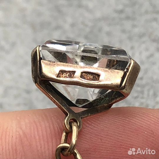 Серебряные запонки с горным хрусталем, 875 проба