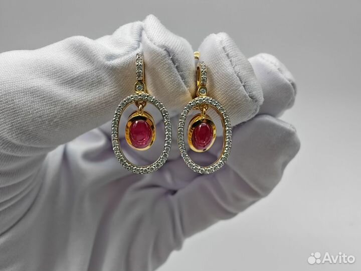 Золотые Серьги 585 пробы с бриллиантами. Рассрочка