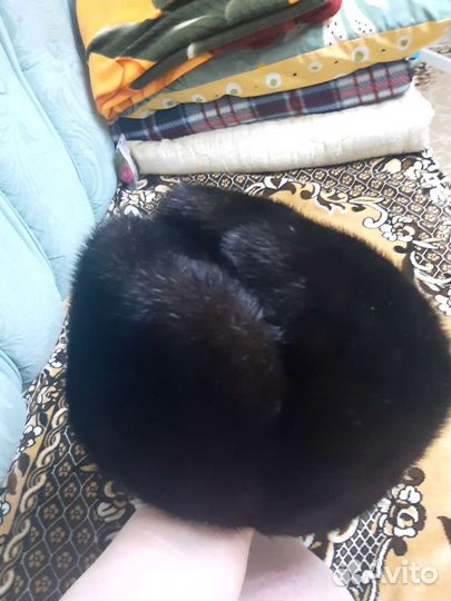 Норковая шапка мужская черная