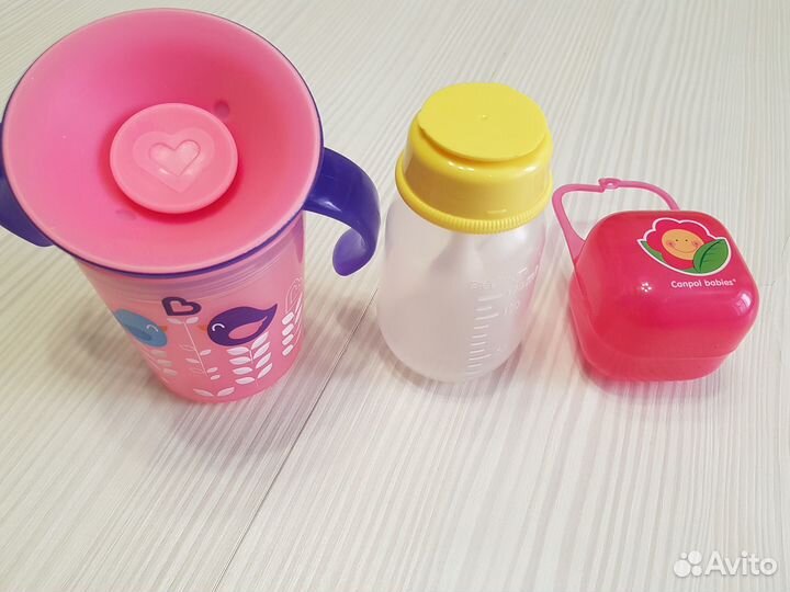 Pigeon бутылочка, Canpol контейнер, Заглушки