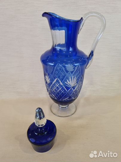 Кувшин синий хрусталь СССР