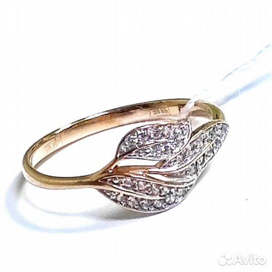 Золотое кольцо с фианитом 16р