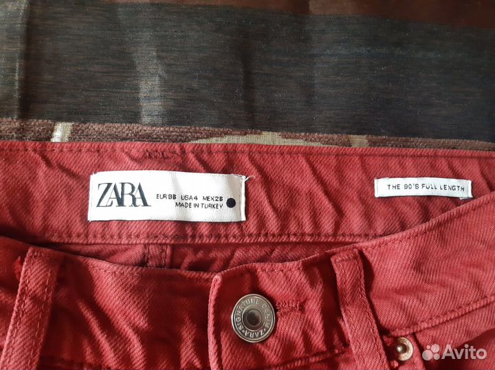 Джинсы Zara красные новые, размер EUR 36