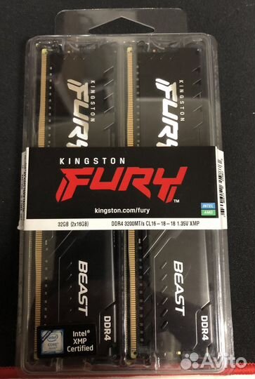 Оперативная память DDR4 32Gb Fury Beast новая