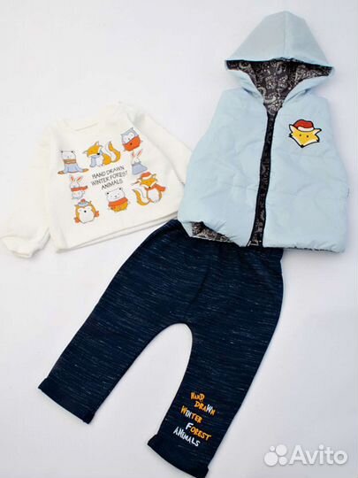 Костюм тройка для мальчика, размер: 68-74, 80, 86