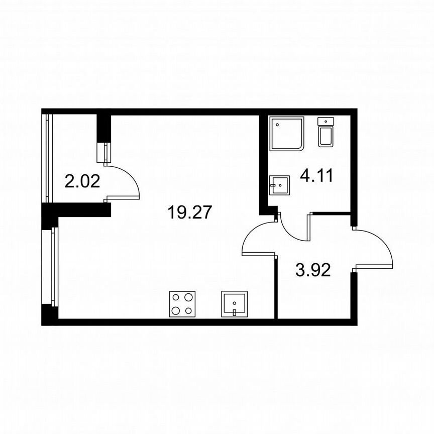 Квартира-студия, 28,3 м², 1/9 эт.