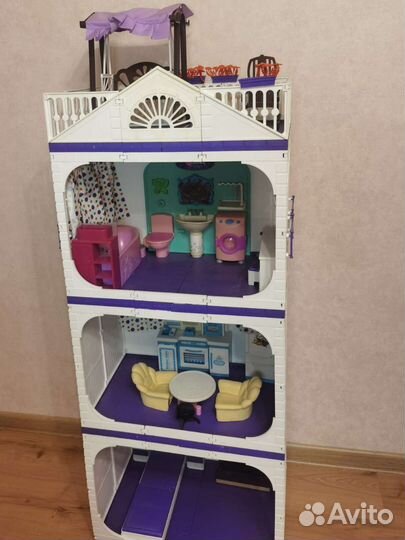 Домик кукольный большой с мебелью для барби