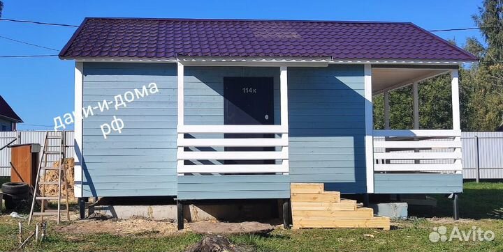 Каркасный дом 6х6 с террасой Г