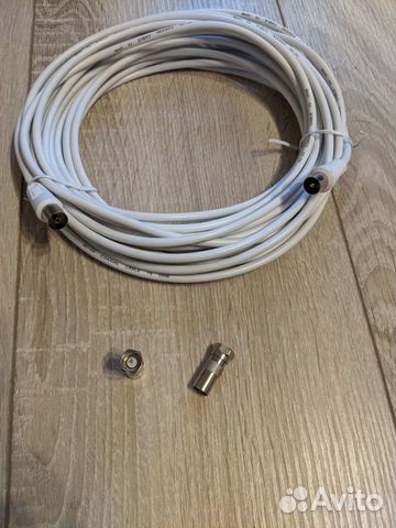 Антенный тв-кабель (10 метров) + переходники TV-F