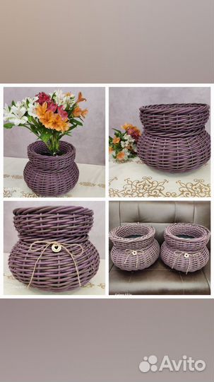 Кашпо и дровницы из искусственного ротанга