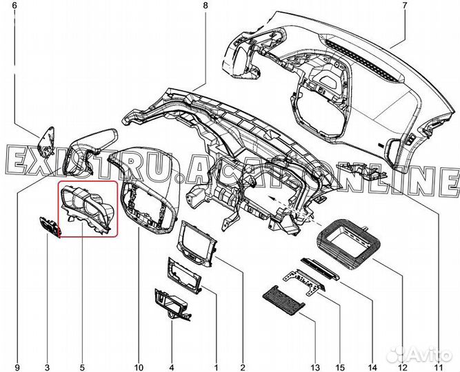 Накладка панели приборов Vaz LADA Xray 21179 2016