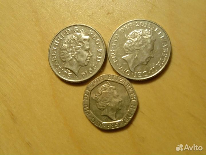 10 и 20 пенсов 2015, 10 пенсов 2014 Британия