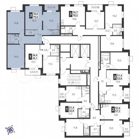 3-к. квартира, 78,9 м², 4/24 эт.