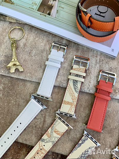 Кожаный ремешок Hèrmes для Apple Watch 3/4/5/6/7/8