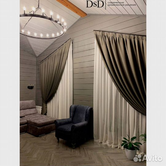 Римская штора с тюлью