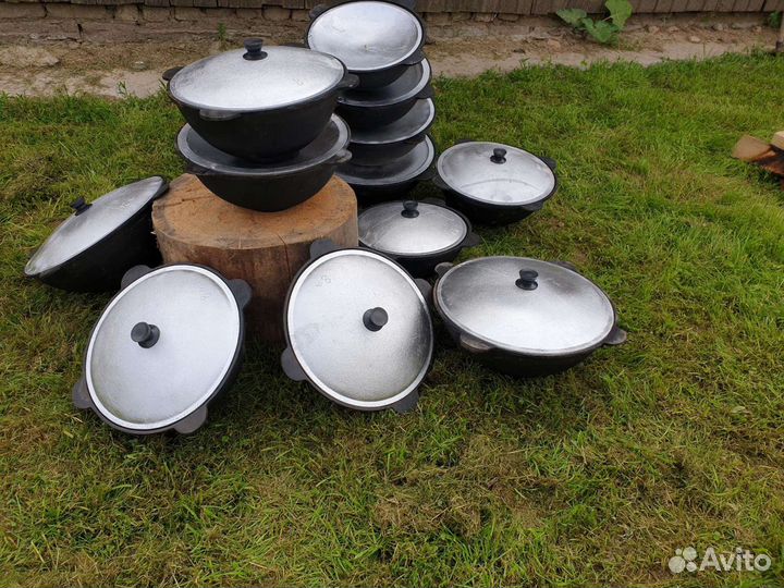 Казаны чугунные круглое и плоское дно